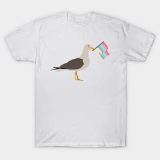 Seagull Holding Genderflux Pride Flag T-Shirt